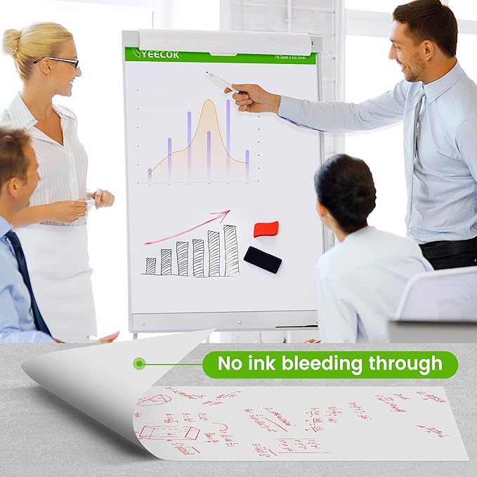 Sticky Easel Pad 25 in x 30 in, 30 Sheets/Pad, 4 Pads/Pack, Sticky Flip Chart Paper for Teachers, Super Sticking Power & Bleed-Resistant-DeskLoop Office