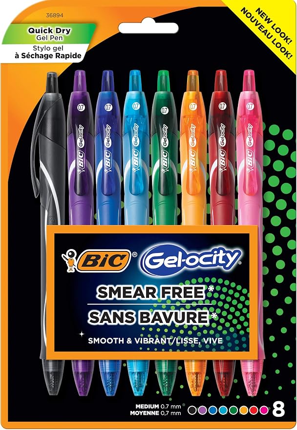BIC Gelocity Quick Dry Gel Pens, Teacher Supplies and School Supplies by BIC