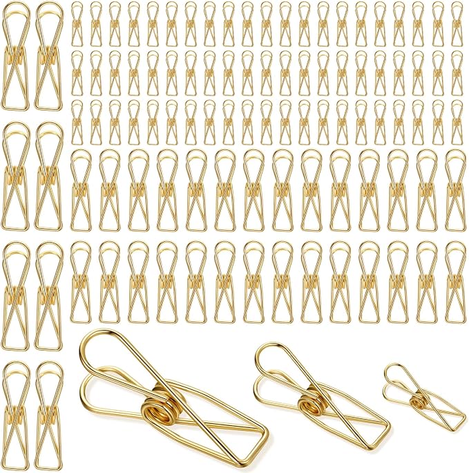 100 Pcs Paper Clips Metal Wire Hollow Out Clothespins Multi Purpose Utility by Sabary