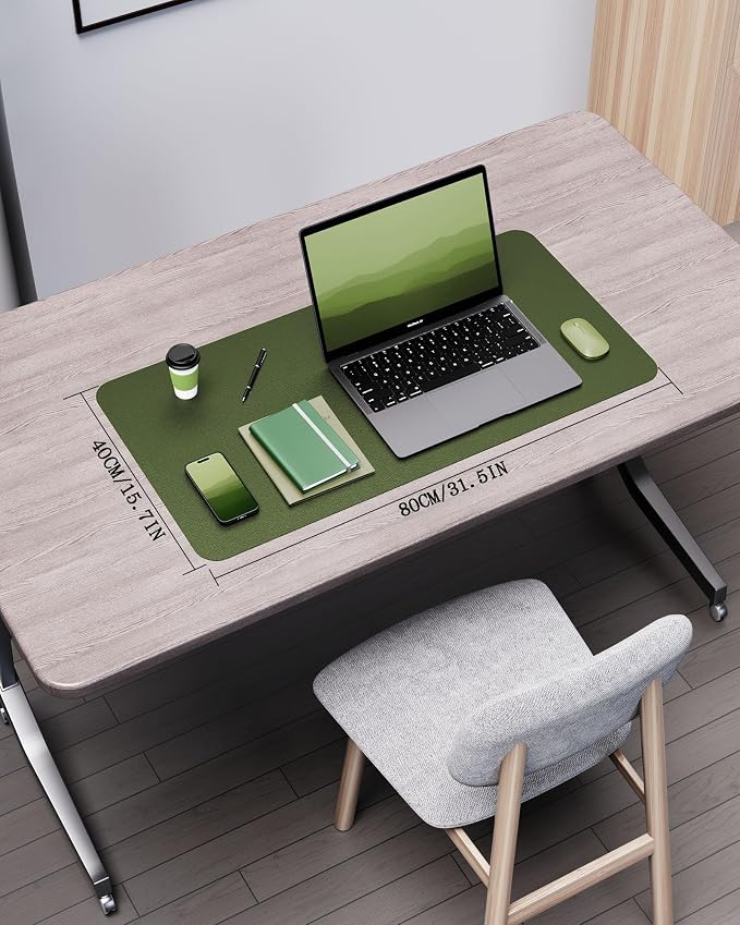 YSAGi Double-Sided Desk Pad, 31.5"x15.7"Leather Desk Mat, Eco Cork Desk Pad - Image 2