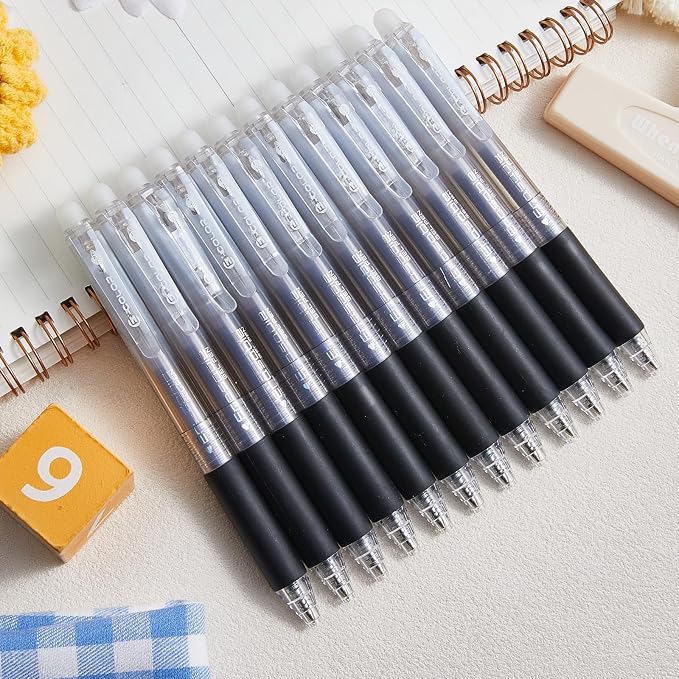 12Pcs Retractable Erasable Gel Pens Clicker, Fine Point 0.7mm Smooth Writing - Image 7