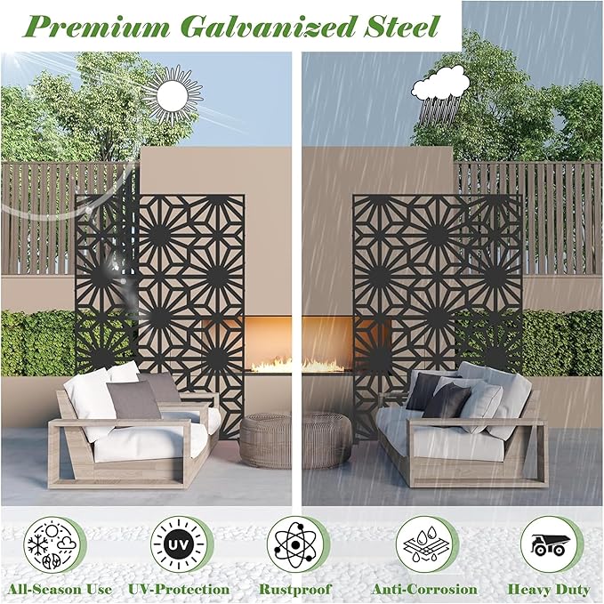 NicBex Room Divider 1 Panel Room Dividers with Flowers Pattern Design Partition Room Dividers and Metal Privacy Screens Wall Divider for Outdoor, Room Separation,48.31" W x 15.75" D x 70.75" H, Black-DeskLoop Office