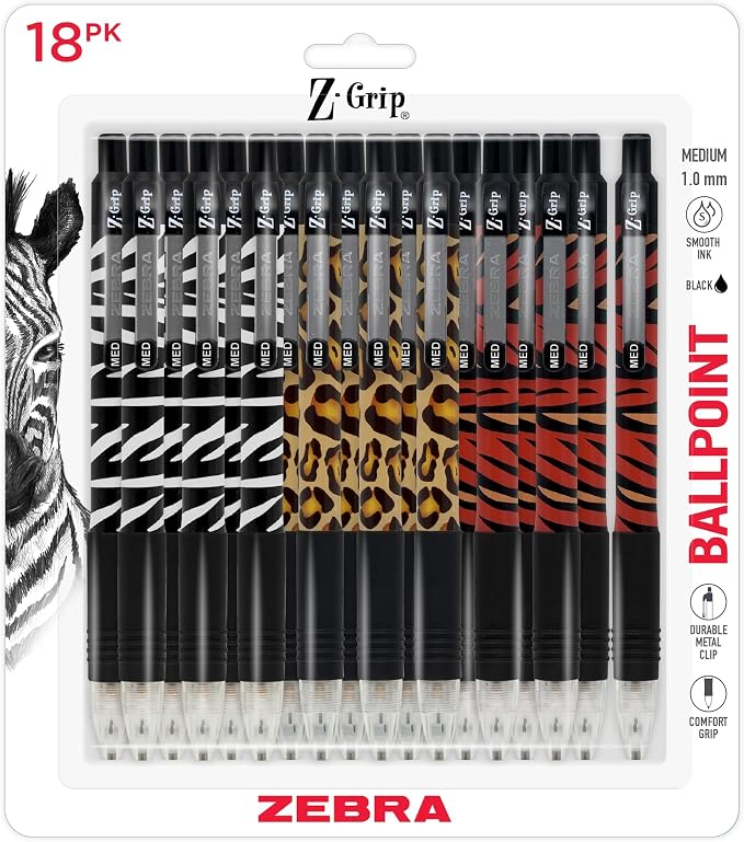 Zebra Pen Z-Grip Retractable Ballpoint Pen, Smooth-Flowing Black Ink, 1.0mm by ZebraPen