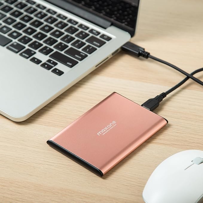 Maxone 160GB External Hard Drive Portable 2.5'' Ultra Slim HDD Storage USB 3.0 Compatible with PC, Laptop, Rose Pink-DeskLoop Office