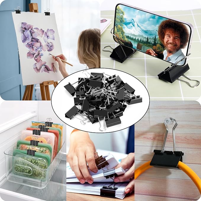 60PCS Medium Binder Clips, 1-1/4 Inch, Metal Paper Clamps - Image 6