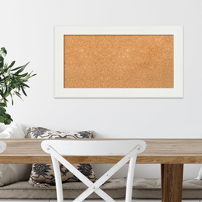 Amanti Art Natural Cork Board for Wall, 15x27 Vision Board with White Frame, Small Corkboard Office Decor for Home Organization, Casual Corkboard Pinboard to Display Items for Home Organization in-DeskLoop Office