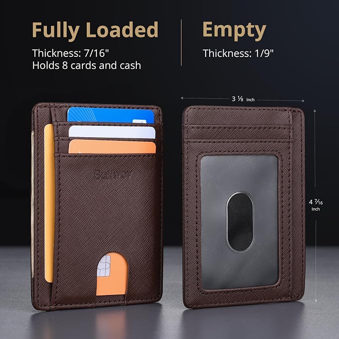 Buffway Slim Minimalist Front Pocket RFID Blocking Leather Wallets - Image 5