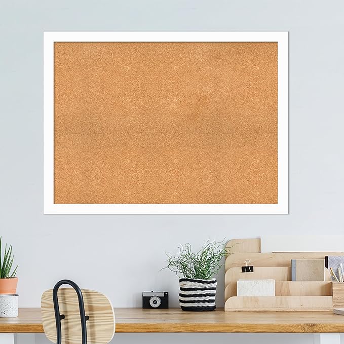 Amanti Art Natural Cork Board for Wall, 35x47 Vision Board with White Frame, Oversize Corkboard Office Decor for Home Organization, Casual Corkboard Pinboard to Display Items for Home Organization in-DeskLoop Office