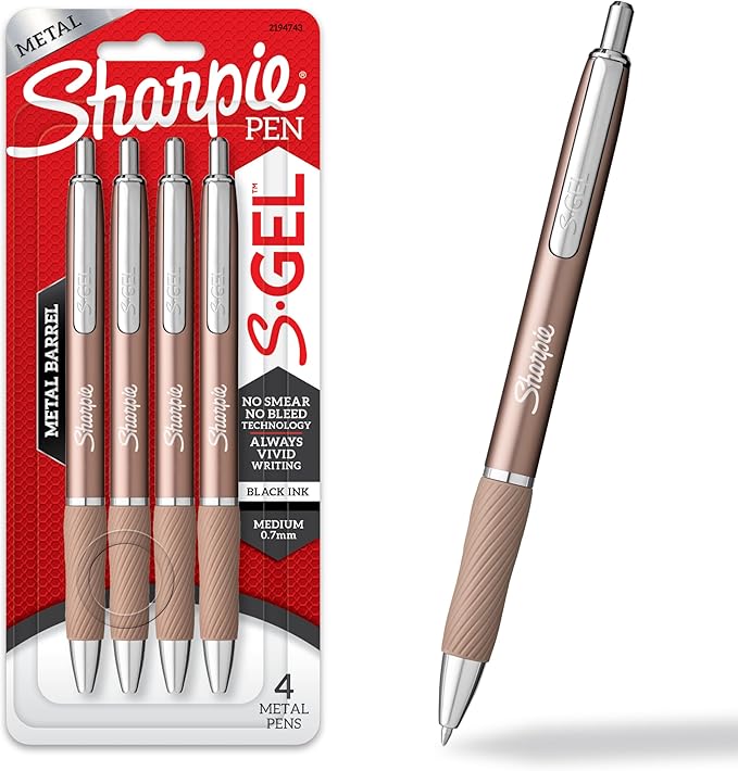 Sharpie S-Gel, Gel Ink Pens, Medium Point, Sleek Metal Barrel, Journaling by Unknown