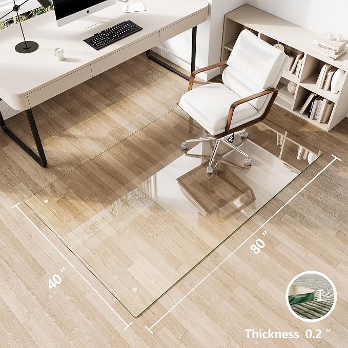 Koonmi Glass Chair Mat for Carpet, Glass Floor Mats - Image 3