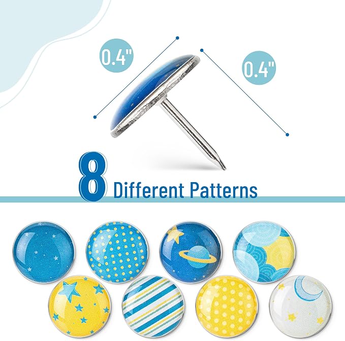 Mr. Pen- Decorative Push Pins, 8 Unique Designs, Sky Breeze | Cute Push Pins - Image 3