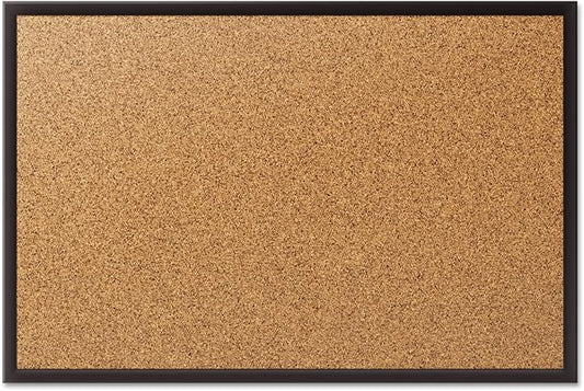 Quartet Cork Board, Bulletin Board, 2' x 1.5' Corkboard, Black Frame (2301B)-DeskLoop Office