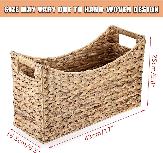 BTSKY Woven Magazine Holder, Water Hyacinth Magazine Basket, Natural Storage - Image 3
