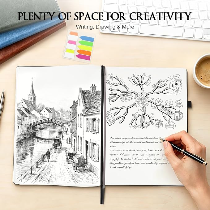 5 Pack Blank Journal Notebooks Bulk, Hardcover A5 Sketchbook, 320 Pages No - Image 2