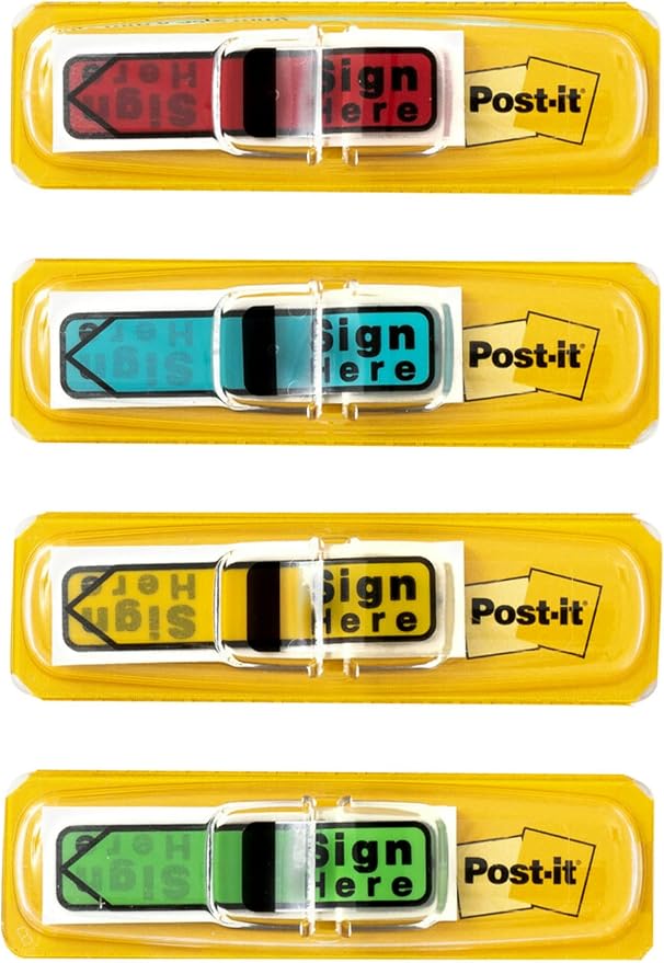 Post-it Message Sign Here Flags, 30/Dispenser, 4 Dispensers/Pack, .47 in Wide - Image 6