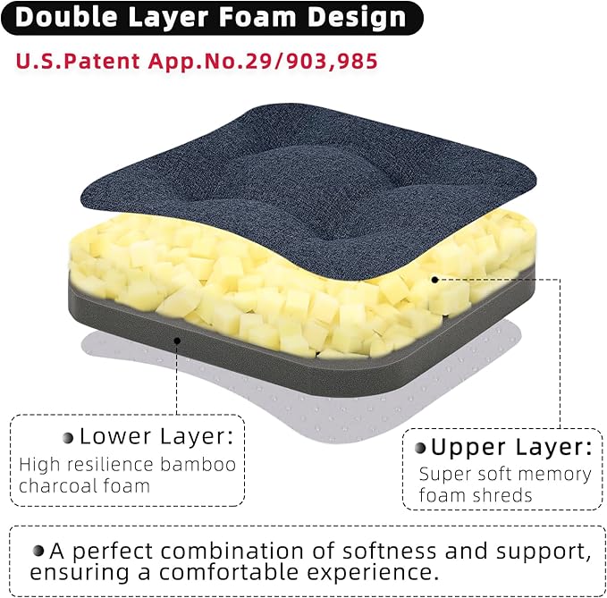 GOFORIT Memory Foam Cushion，Square Seat Cushions - Image 2