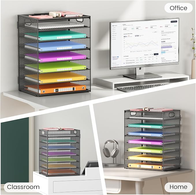 Lavatino 2 Pack 8-Tier Office Desk File Organizer, Letter Tray Paper Organizer - Image 7
