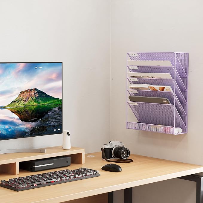 EasyPAG 5 Tier Wall File Holder, Mesh Hanging Folder Organizer - Image 6