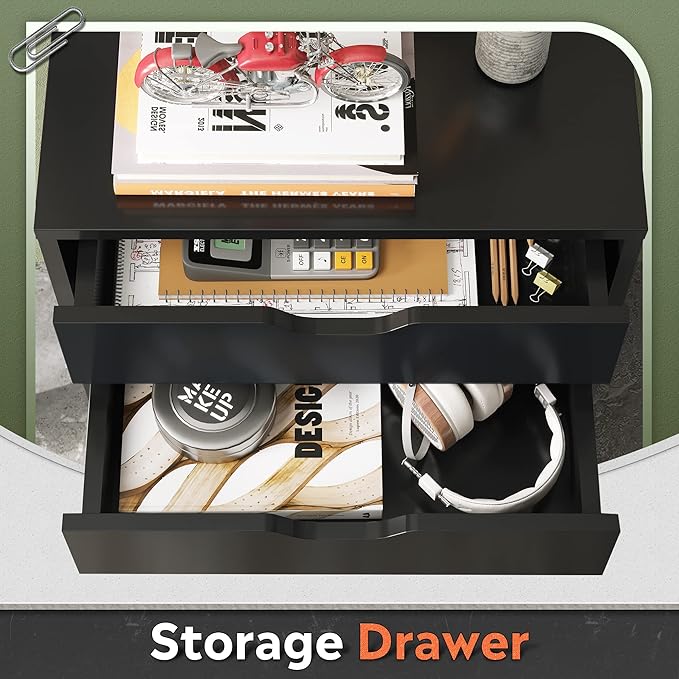 DEVAISE 7-Drawer Chest, Wood File Cabinet with Wheels, Black-DeskLoop Office