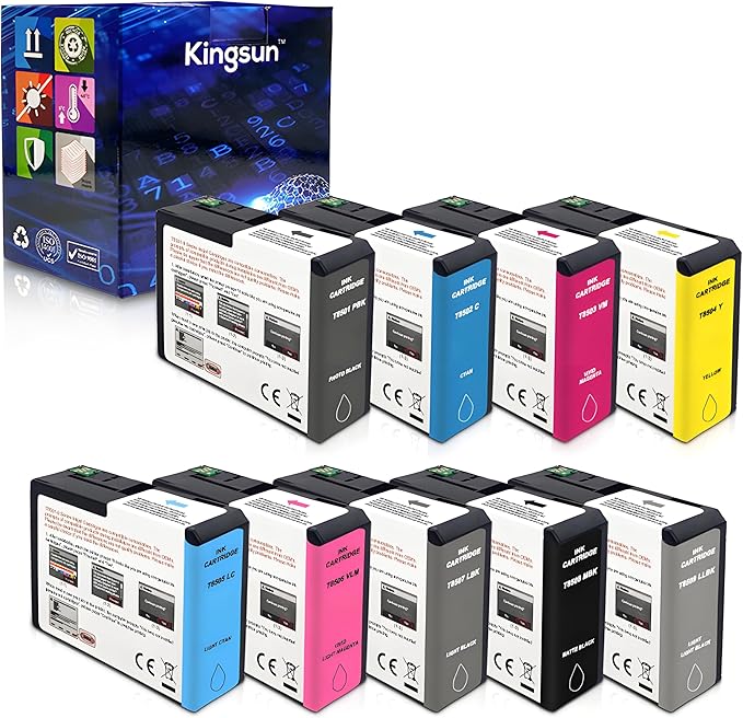 T850 Ink Cartridge UltraChrome HD T8501 T8502 T8503 T8504 T8505 T8506 T8507 T8508 T8509 Compatible for Surecolor P800 Printer (9 Pack)-DeskLoop Office