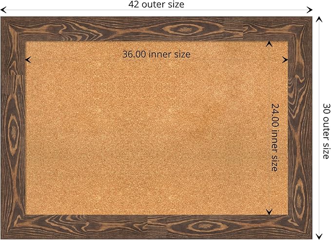 Amanti Art Natural Cork Board for Wall, 30x42 Vision Board with Brown Wood Frame, Large Corkboard Office Decor for Home Organization, Rustic Farmhouse Corkboard Pinboard to display items for home-DeskLoop Office