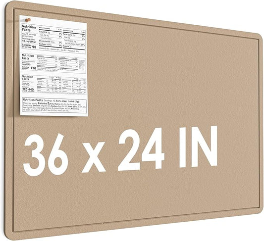 MaxGear Large Bulletin Board 36" x 24", Foldable Felt Board Vision Board Supplies, Cork Board for Office, Home, School, Small Pin Boards for Walls Decorative Display Board Beige Brown-DeskLoop Office