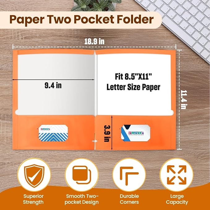 BIBRADAA® 50 Packs Orange Folders - Image 2