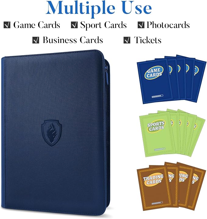 Premium Zip Card Binder, Fabmaker 9 Pocket Trading Card Binder, PU Cover Zipper - Image 3