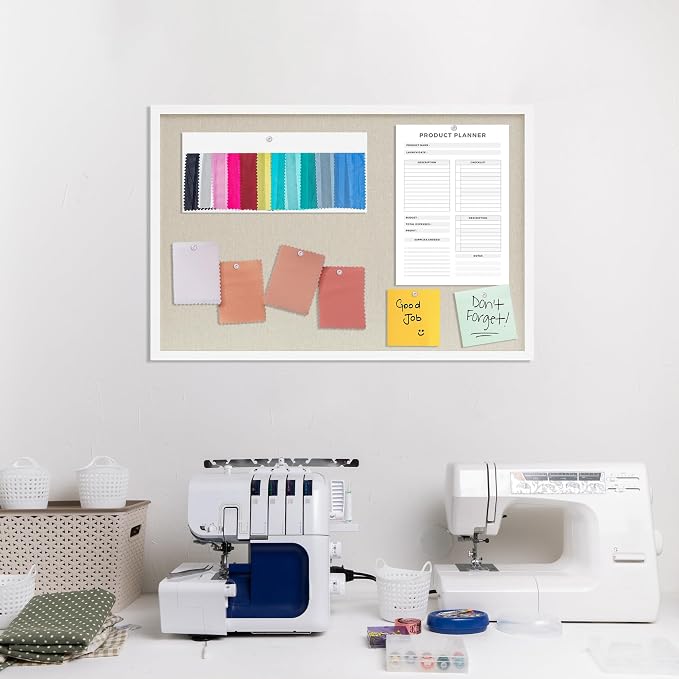 DAHAPYBOO Cork Board with Linen White, Bulletin Board 30"x20" | Hanging - Image 7