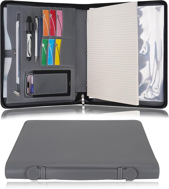 Wonderpool Travel Zippered Portfolio 3 Ring Binder A4 Padfolio Document Case by Wonderpool