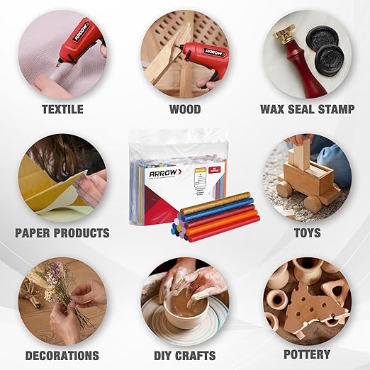 Arrow Mini Hot Glue Sticks, 200 Pack Multi Colored Glue Gun Sticks, Hot Melt High Viscosity All-Purpose Gun Stick in 15 Colors for DIY Art Craft-DeskLoop Office