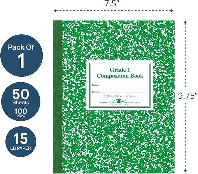 Roaring Spring Grade One Composition Book, 10 x 8 Inches, 50 Sheets - Image 3