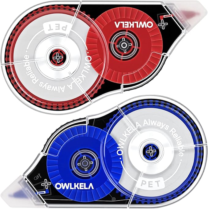 OWLKELA 2 Pack Plus Correction Tape, Tear-Resistant White Correction Tape by OWLKELA