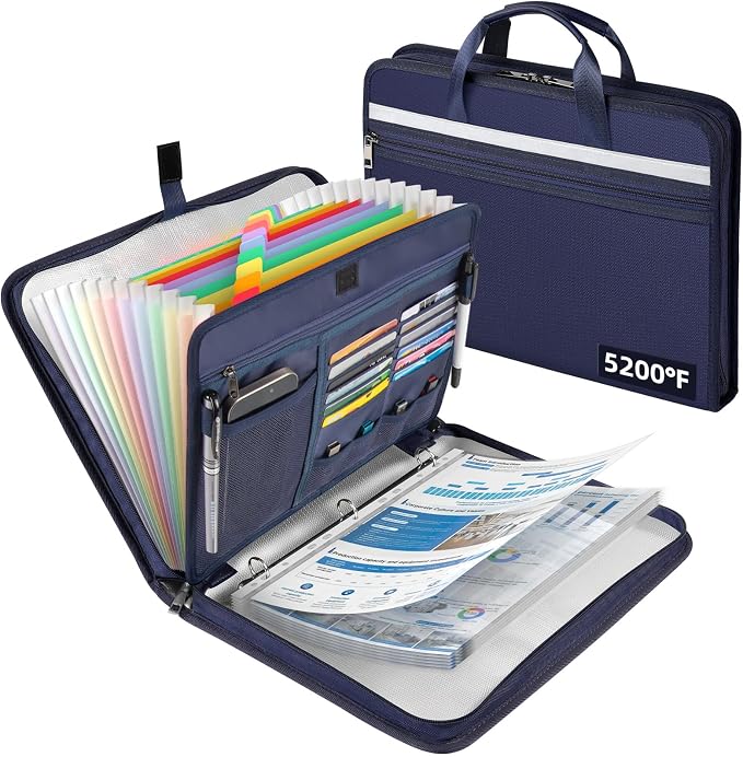 Fireproof Document Bag with Accordion File Organizer | Upgraded 5200°F Aluminum by Uwyriwooq