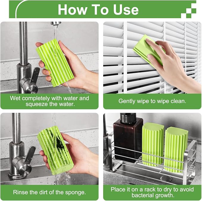Jeymei 4-Pack Damp Clean Duster Sponge, Sponge Cleaning Brush, Duster - Image 3