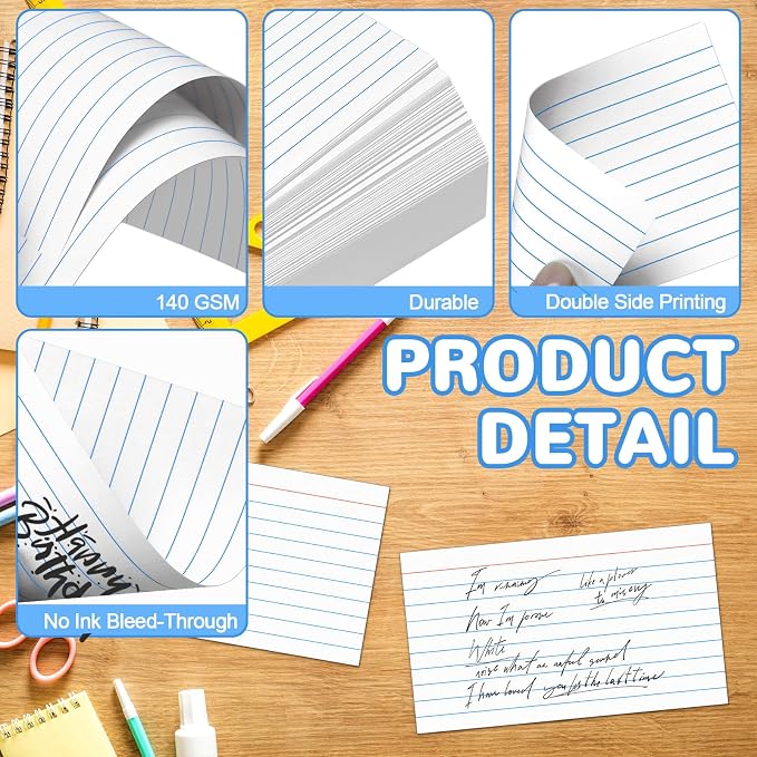 BIGNC Index Cards 3x5, 320 Pack Ruled Flash Cards, Note Cards 3x5 Lined - Image 3