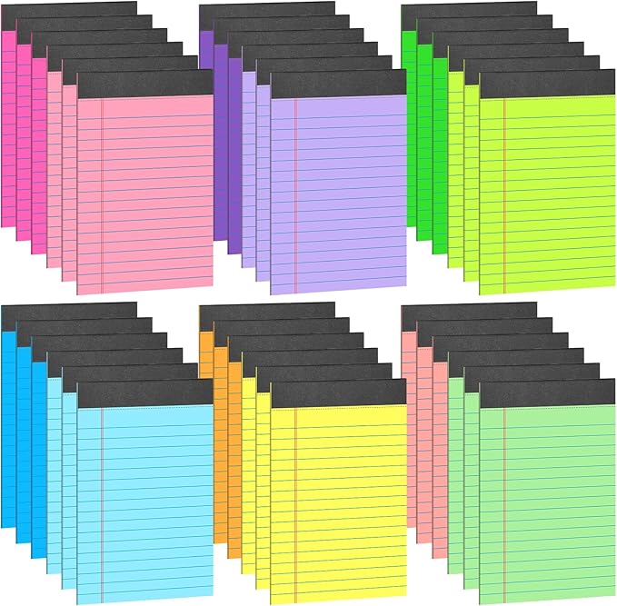 Oleitodh 36 Pack Legal Pads Bulk 12 Colors, Wide Ruled Notepad 5x8, Colored by Oleitodh