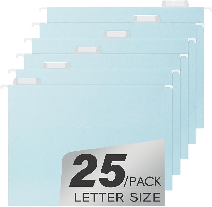 High Capacity Blue Hanging File Folders, Pastel Colors, Heavy Duty by pmybupo