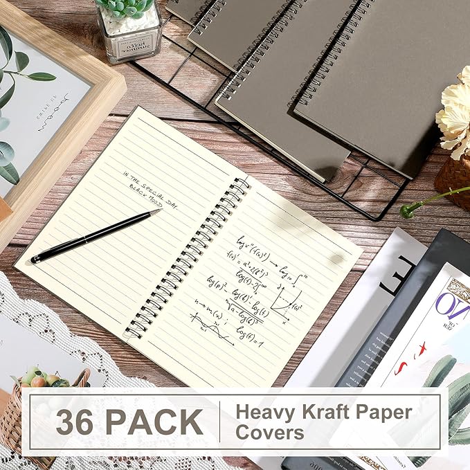 Yahenda 36 Pcs Spiral Notebook Bulk A5 Journal Lined 8.3'' x 5.5'' Writing Composition Paper Small Notepad Subject Notebook for Students Office Business Back to School Supplies (Dark Gray)-DeskLoop Office