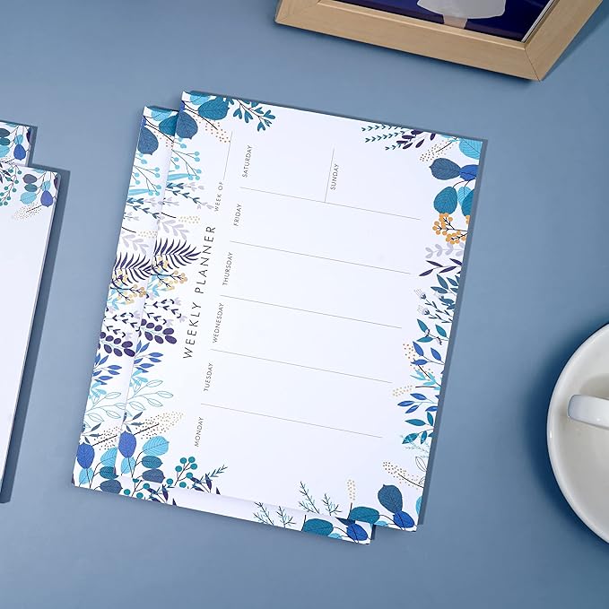 2 Pack Weekly Planner Notepad Tear Off Set of 2 Weekly Calendar Pad 52 Undated To Do List Notepad Desk Planning Pads Productivity Tracker for Work School Home Goals Notes Schedule Ideas, Blue-DeskLoop Office