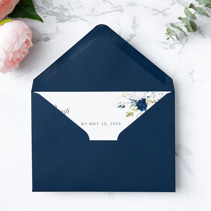 PONATIA 50 Pack A1 Envelopes, 3.62 x 5.2'' Navy Blue Envelopes Perfect - Image 4