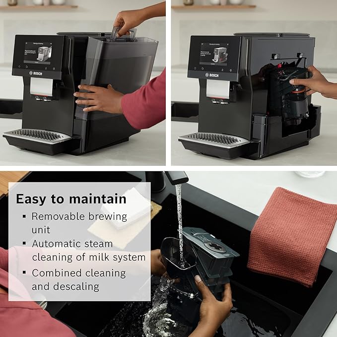 Bosch 800 Series Fully Automatic Espresso and Coffee Machine – 36 Drinks with Coffee World, Cold Brew, Double Cup, Integrated Milk Container, Smart Features, in Silver TQU60307-DeskLoop Office