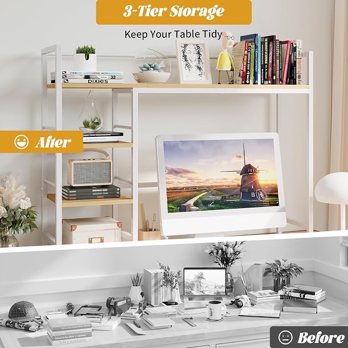 HavenlyYouth Desk Shelf, 38.6 Inch Wood Desk Organizer Shelf - Image 9