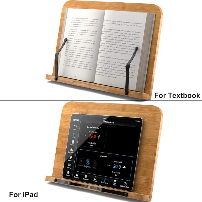 Readaeer Bamboo Book Stand, Large Book Holder - Image 6