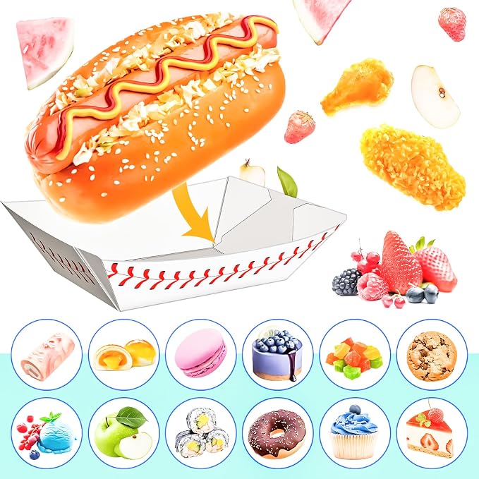 100Pack 2Lb Paper Food Boat Trays, Baseball Birthday Decorations Baseball Party - Image 5