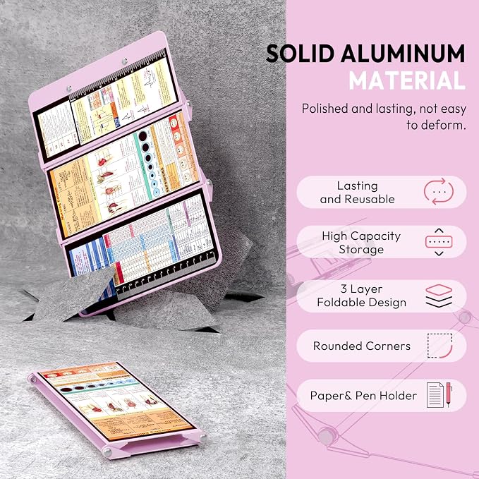 Nursing Clipboard Foldable, Foldable Clip Board w/Nursing Edition Medical Charts - Image 3