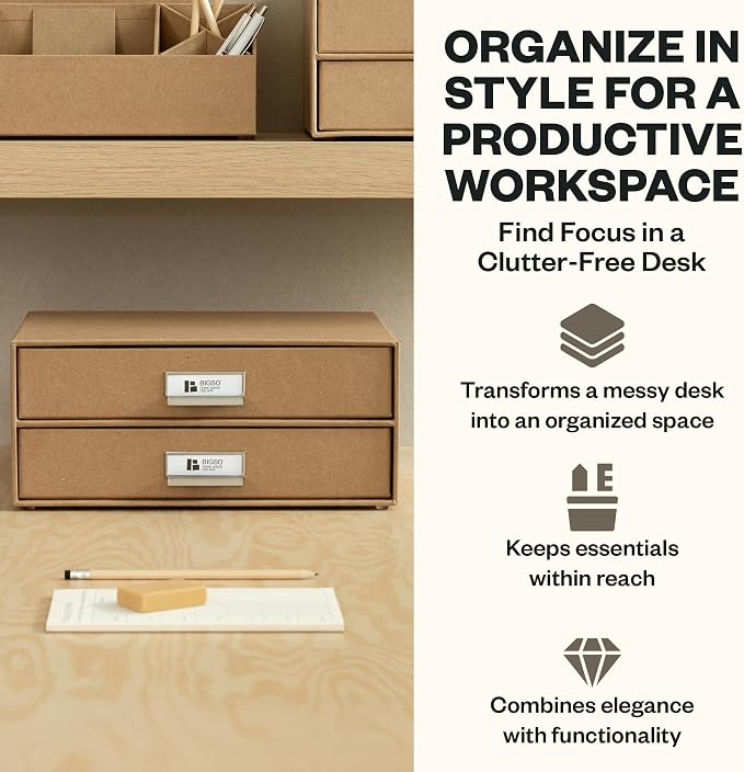 Bigso Birger 2-Drawer Fiberboard Document Letter Box - Image 3