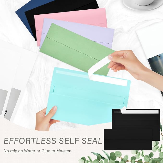 100 Pack #10 Business Envelopes, Self Seal Standard Black Envelopes - Image 5