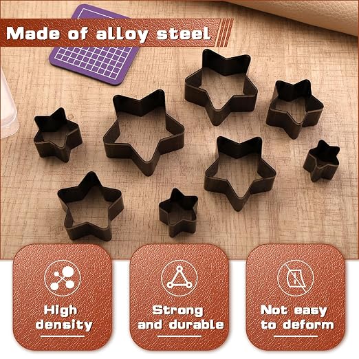 8 Pcs Leather Star Shape Cutter Tool Set, Leather Punch Set, High Carbon Steel - Image 3