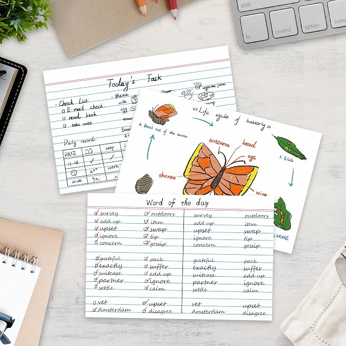 Chell Ruled Index Cards 4x6 Inch Heavyweight, Ruled Front and Blank Back - Image 6